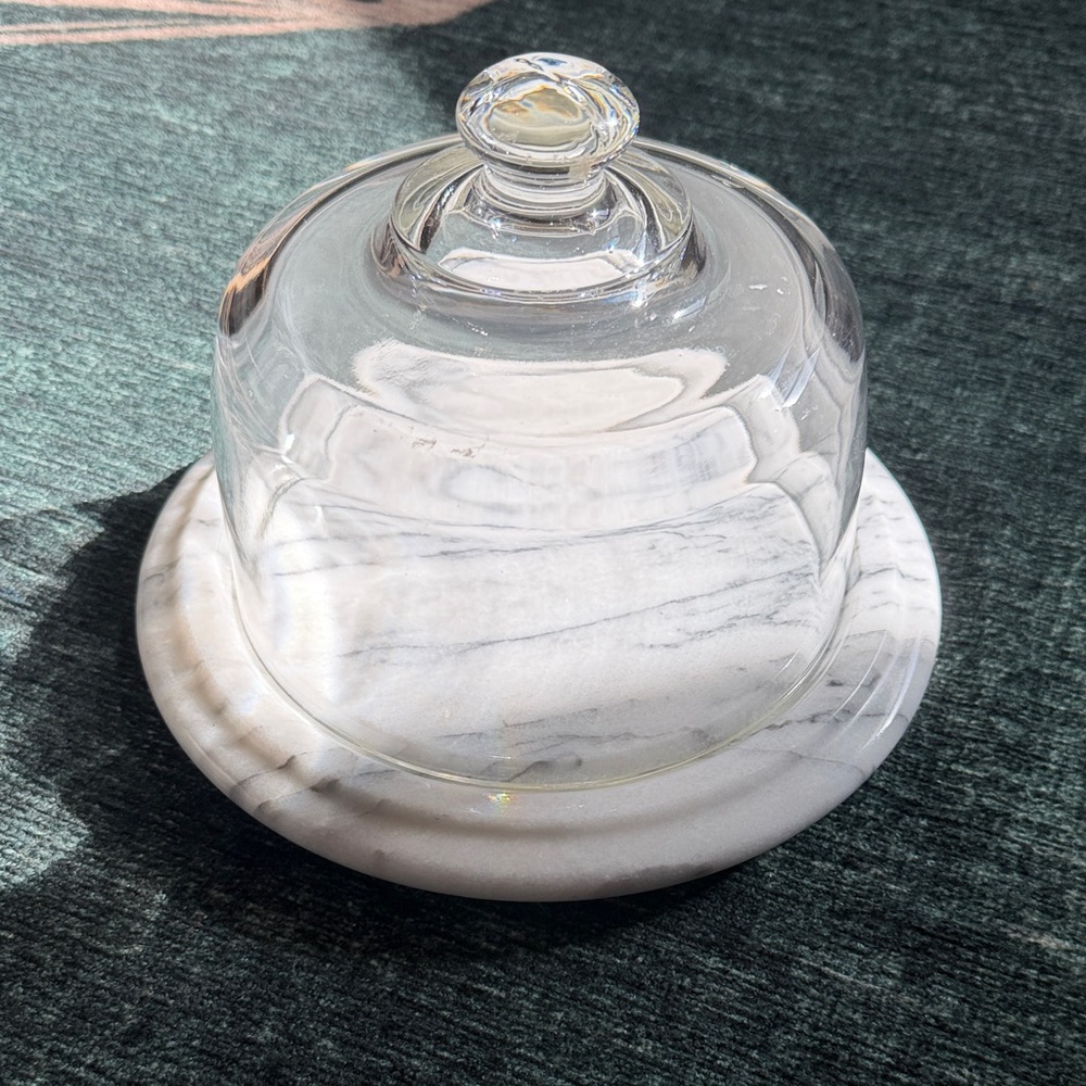 Marble & Glass Cheese Dome, Vintage